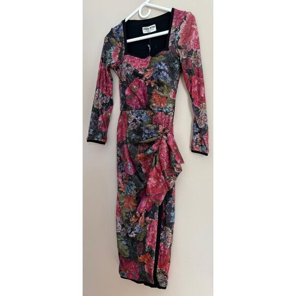 CHIARA BONI La Petite Robe NWT  Cesarima Floral Sequined Midi Dress Size 2 - Picture 8 of 17